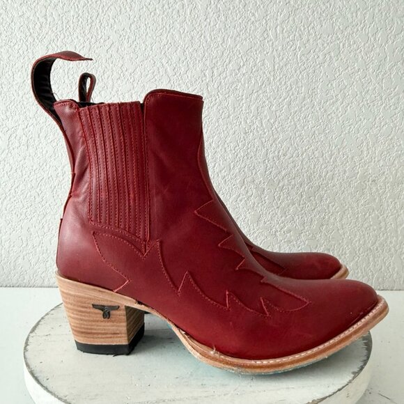 Lane CHELSEA Womens Cowboy Booties Western Red Short Ankle Boots Womens Size 8.5 - Picture 2 of 15